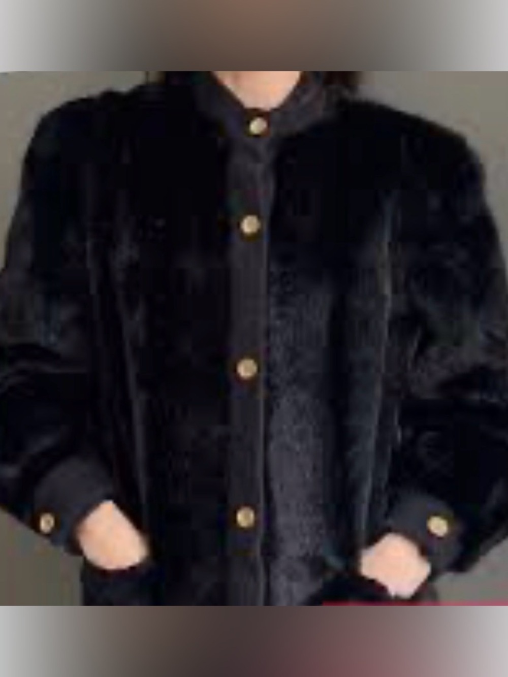 New! Lilli Ann Fur Gold Button Bomber Jacket Size Medium